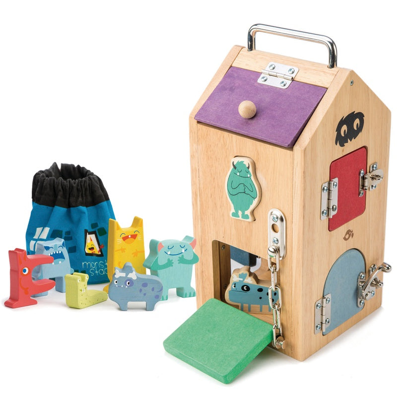 TENDER LEAF - Monster Lock Box - Wooden BONUS FREE Monster Stacker Bag