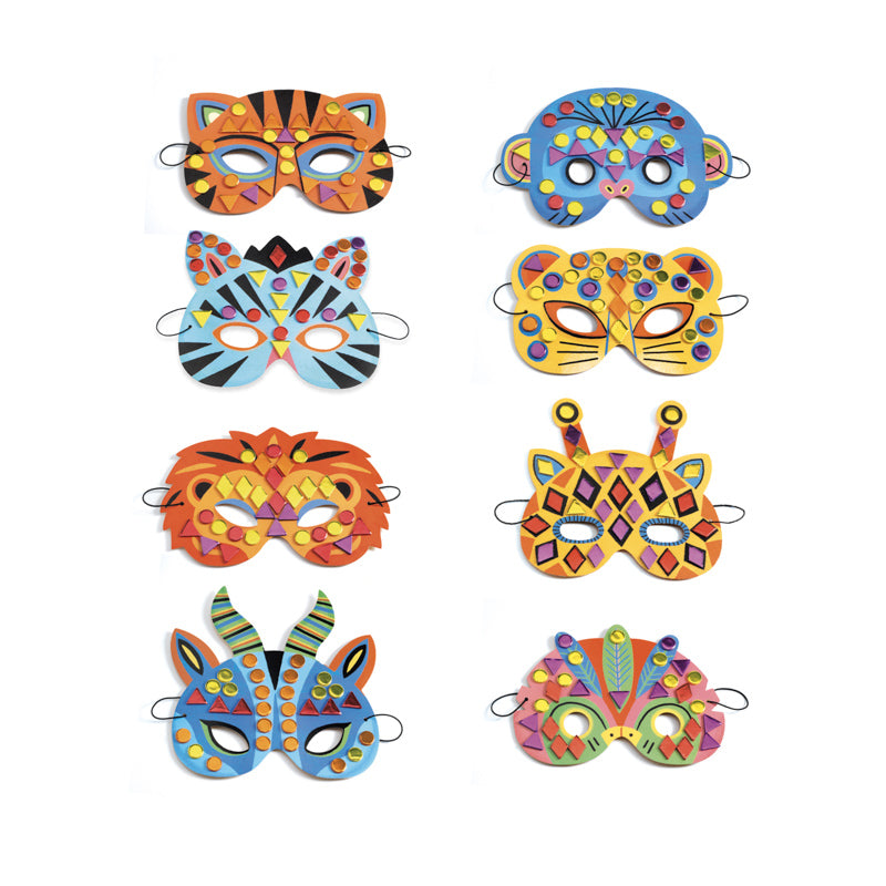 DJECO Art Kit - Do It Yourself Jungle Animal Masks (Sticker Mosaics)
