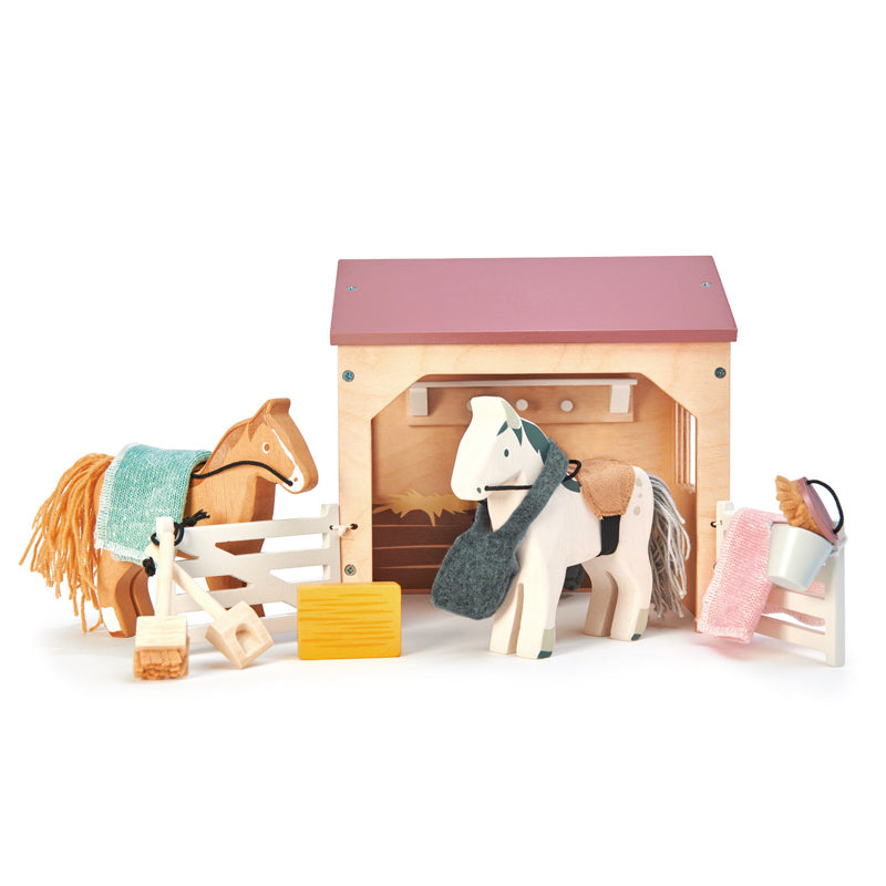 The Stables - Wooden Horse Set - 10 pc
