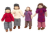 PAPOOSE Doll Family Caucasian - Set of 4  - Felt