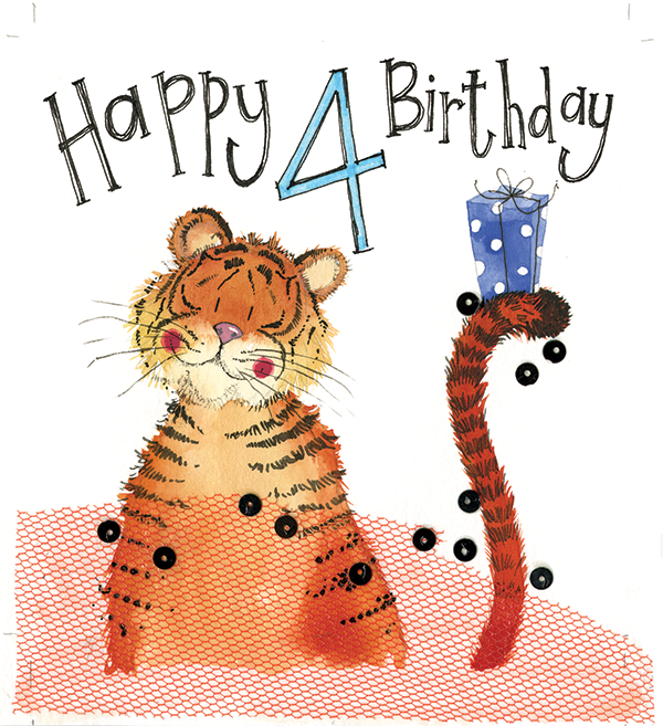 Greeting Card - Alex Clark - 4 Year Old Boy - Birthday - Tiger