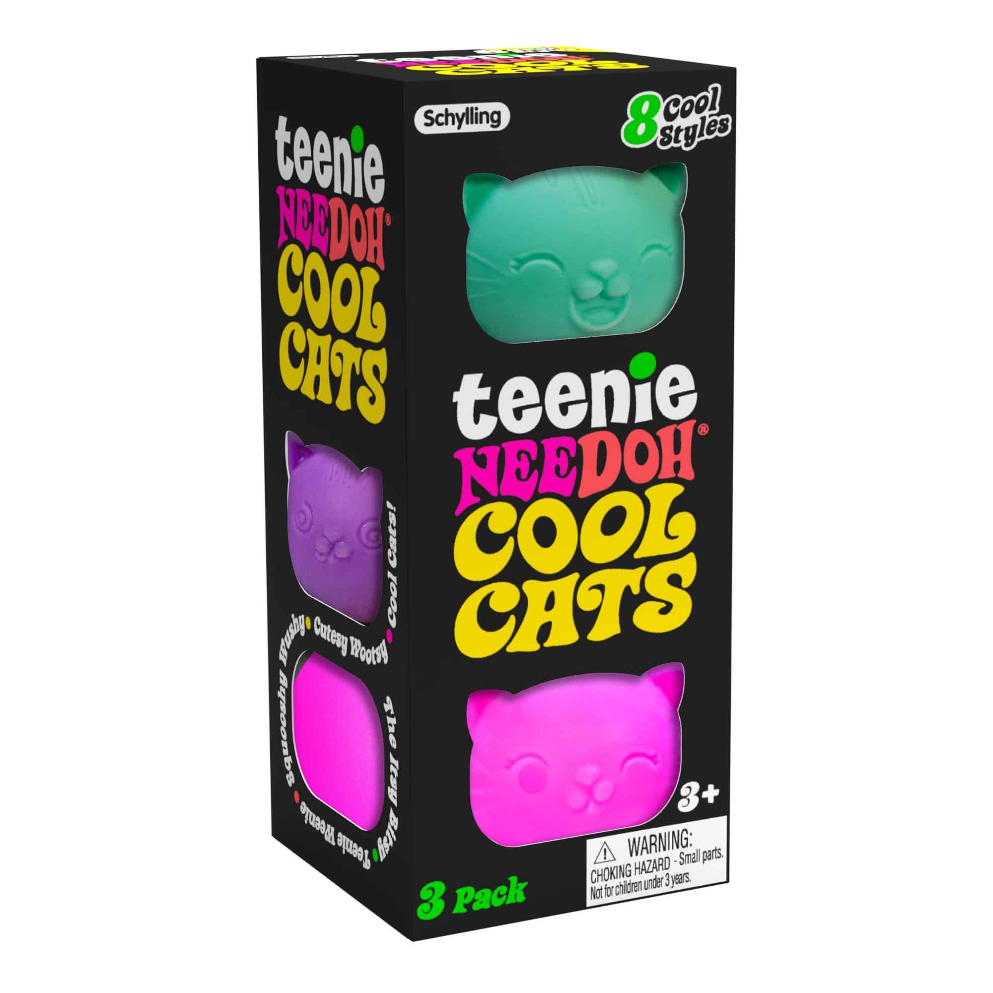 Schylling - NeeDoh - Teenie Cool Cats - 3 Pack - Sensory Tactile Fidget
