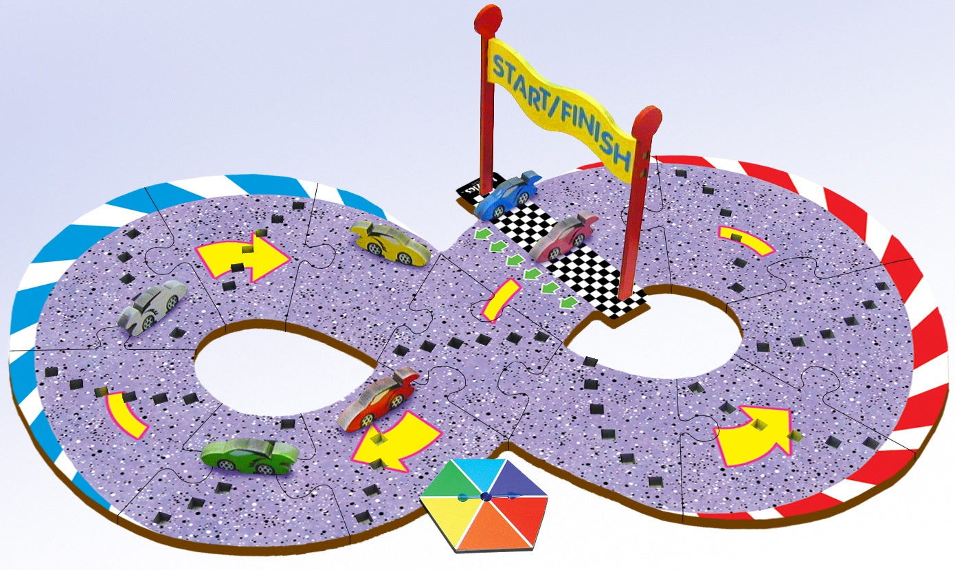 Tuzzles Jigsaw Game Board with Game pieces Race Car Game