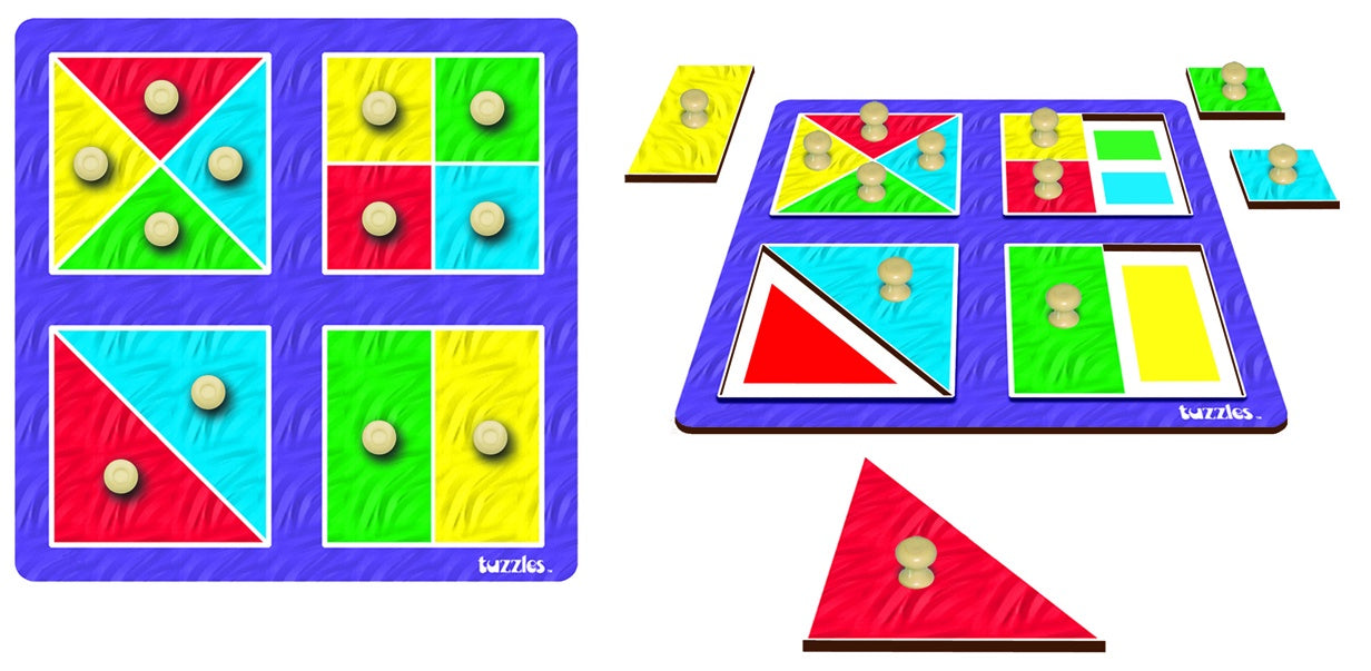 Tuzzles Colour Match Fraction Peg Puzzle Knob puzzle 12pc