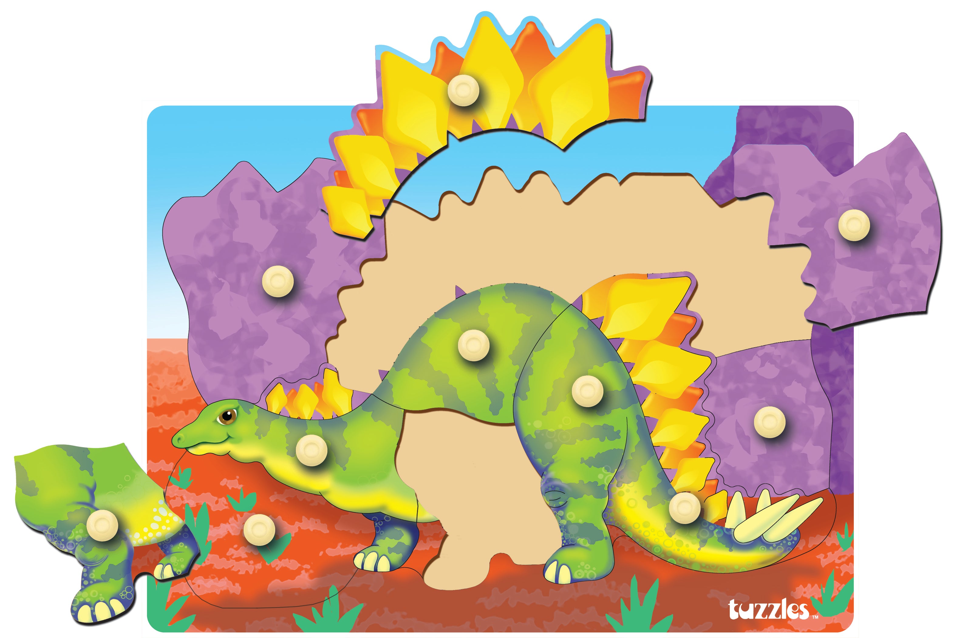 Tuzzles Stegosaurus Peg Puzzles 10pc