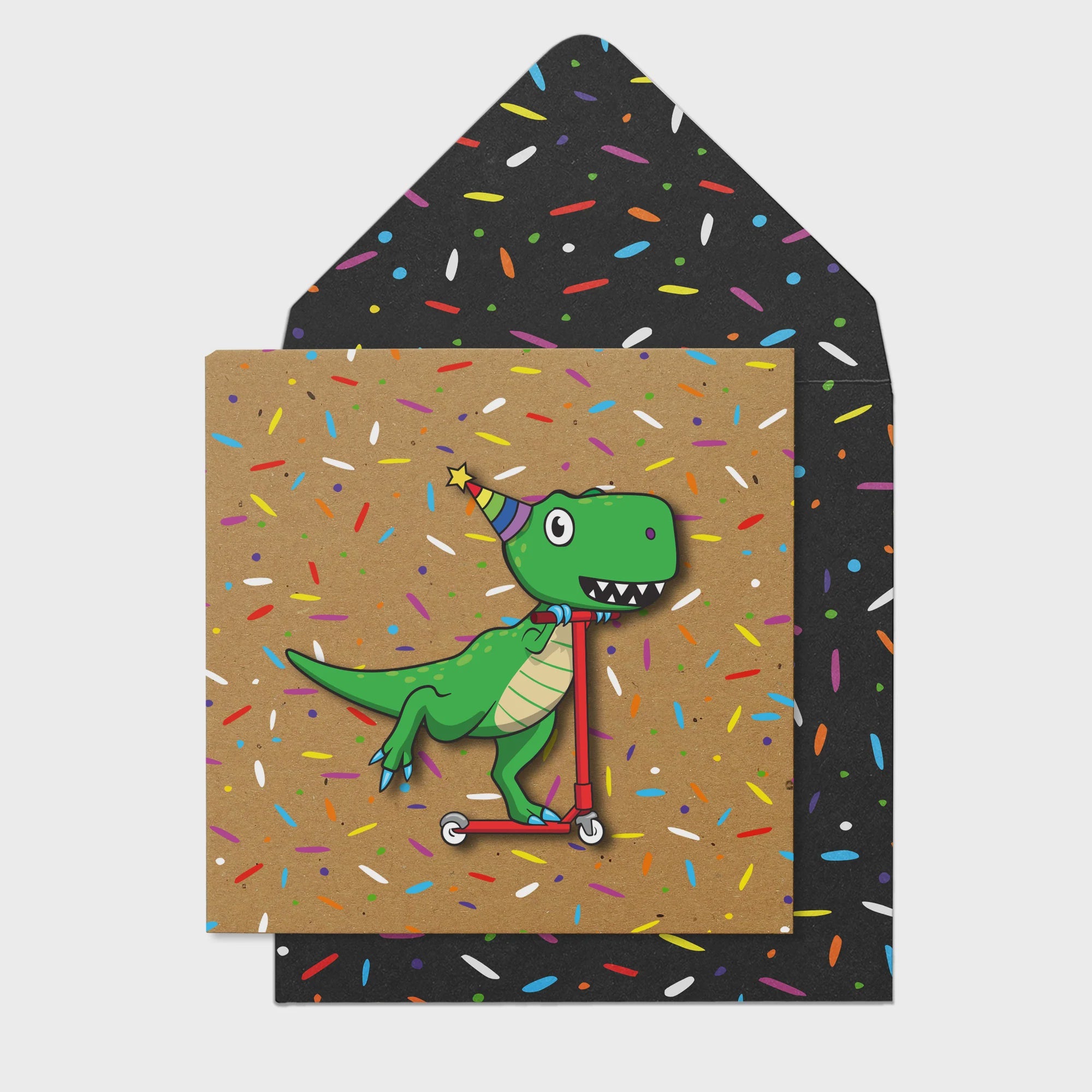 Greeting Card - Tache - Dinosaur Scooter