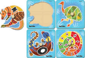 Tuzzles Aboriginal Art Set of 4 Peg Puzzle