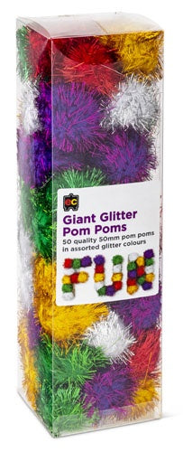 EC Pom Poms Glitter 50mm - Pack of 50