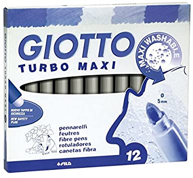 Giotto Children's Thick Markers (Turbo Maxi) - Pack of 12 Ash Grey