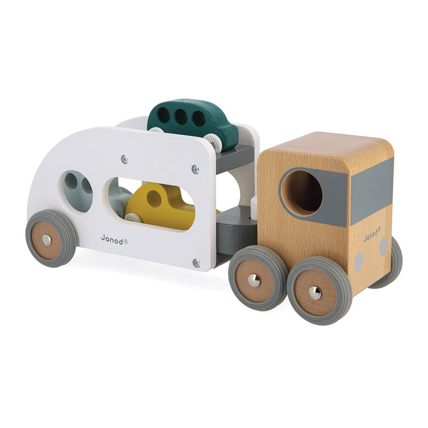 JANOD - Car Carrier with Vehicles - Wooden