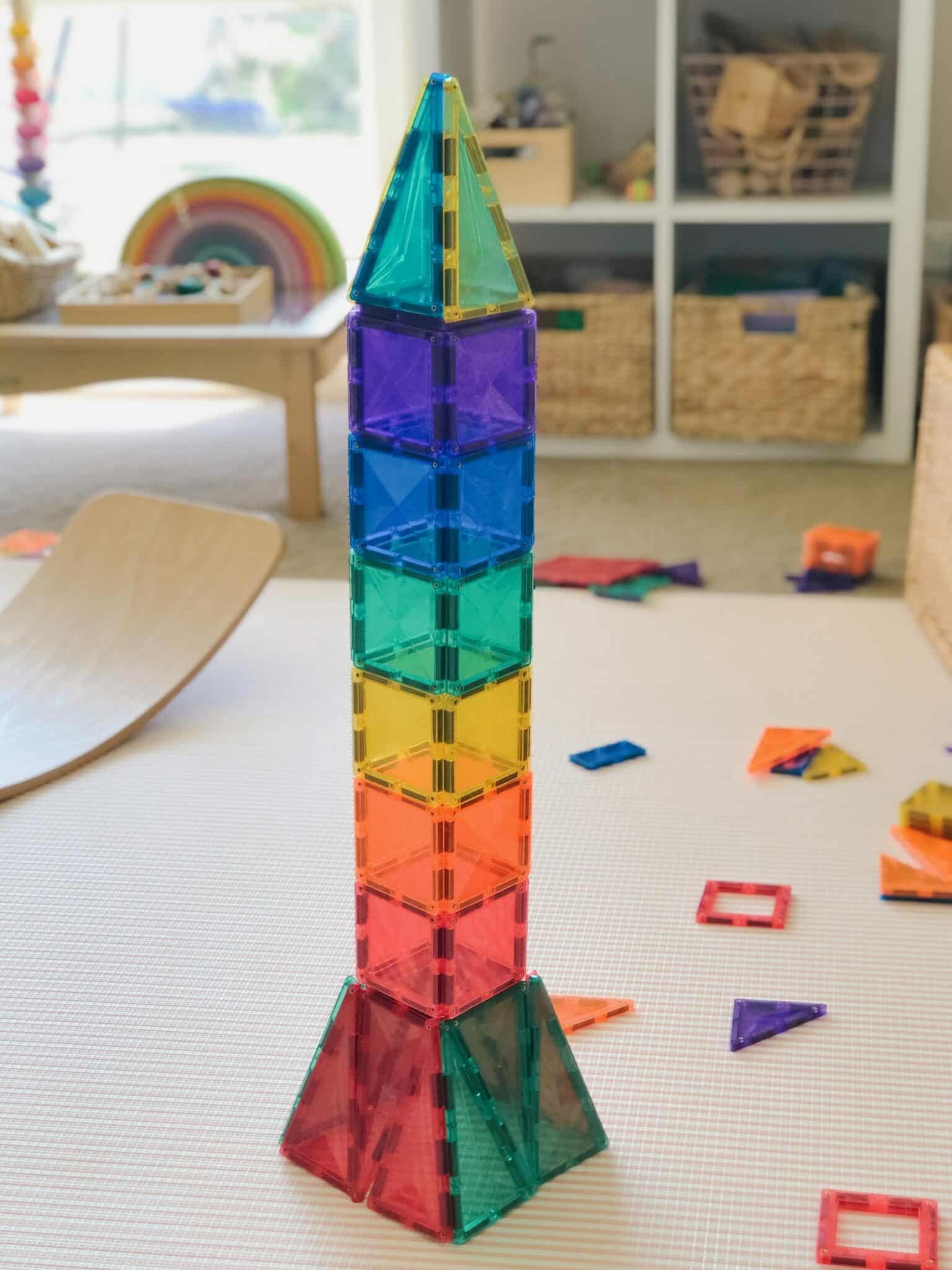 CONNETIX Magnetic Tiles -  Rainbow Starter Pack - 62 Piece