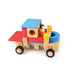 Bauspiel - Wheel Kit 16 pieces - Open ended block play. wooden blocks and wooden wheels assembled to represent a car.
