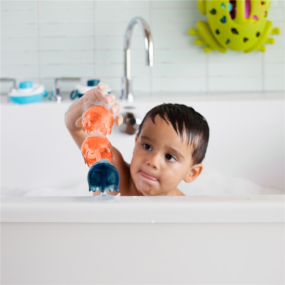 BOON JELLIES SUCTION CUP BATH TOY - NAVY/ CORAL