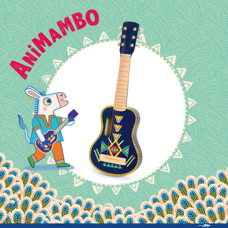 DJECO Animambo Music Guitar with 6 Metallic Ropes - Blue