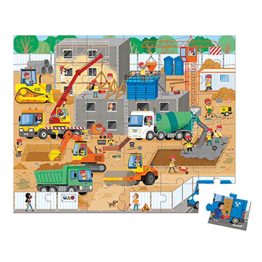 JANOD - Suitcase Puzzle -Construction Site - Puzzle - 36pc