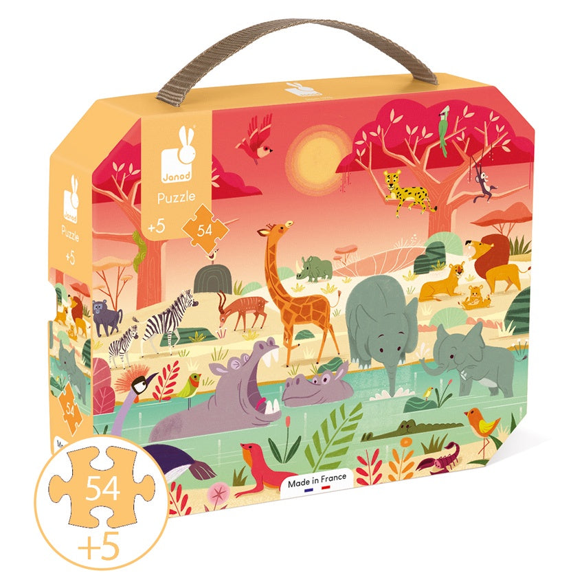 JANOD - Suitcase Puzzle -Animal Reserve - 54 Piece