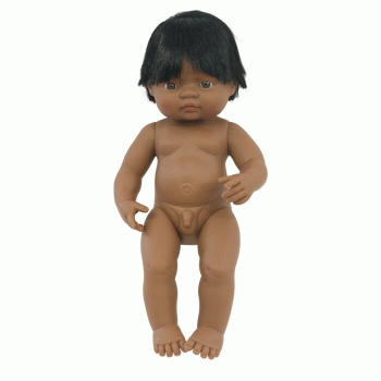 MINILAND Doll Latin American Boy 38cm  - Pollybag  Anatomically Correct Baby Doll