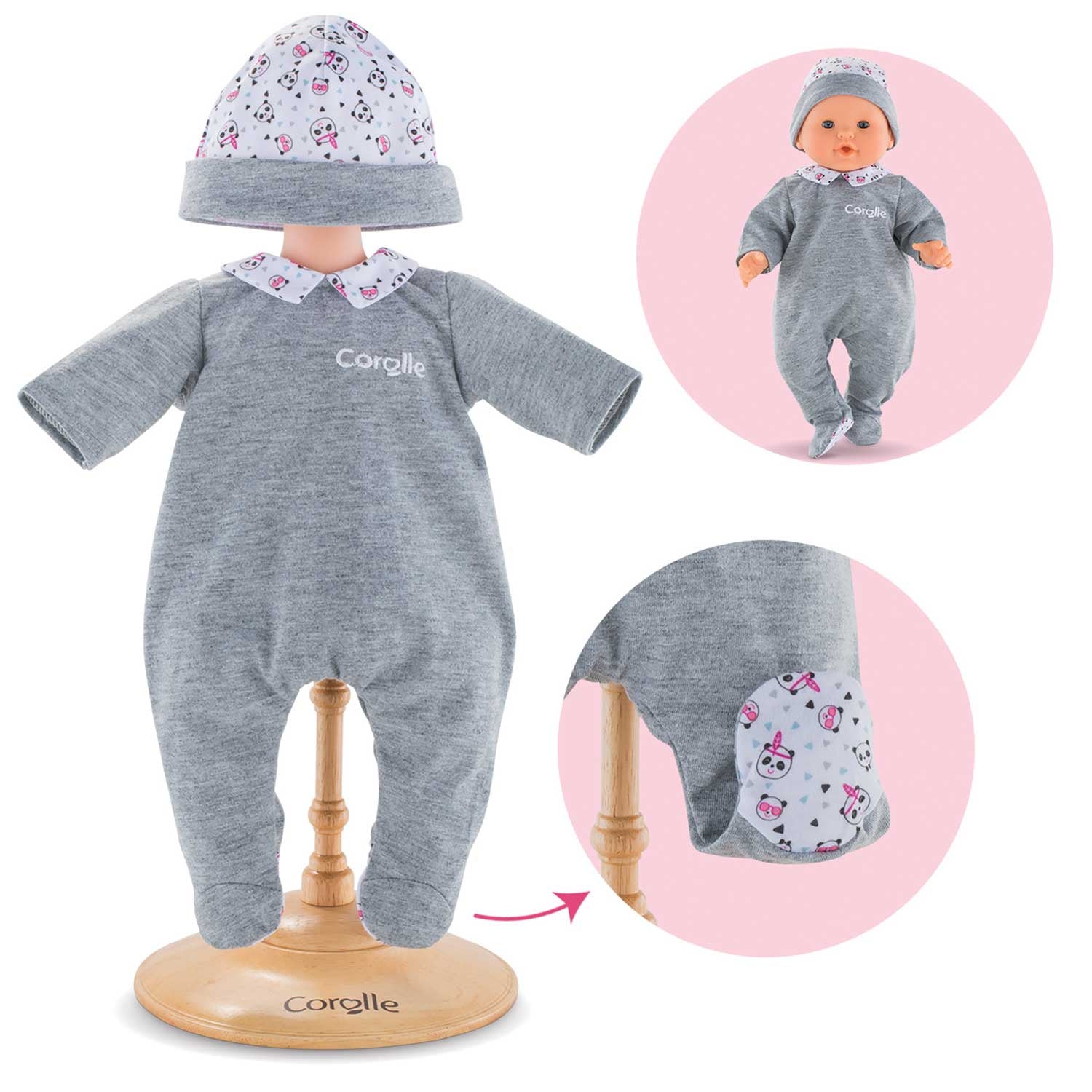 Corolle - Mon Classique - Clothing - Pyjamas Panda Party - 36m Baby