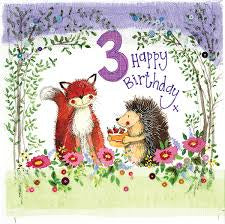 Greeting Card - Alex Clark - 3 Year Old - Girl - Woodland Birthday