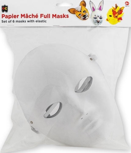 EC Papier Mache Masks  - Full Face - Pack of 6