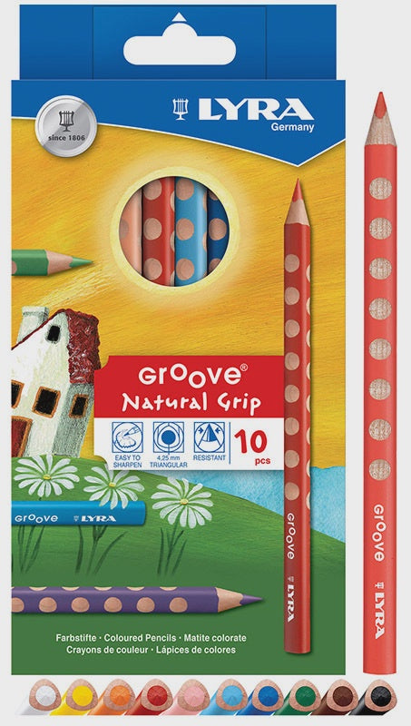 Lyra Groove Natural Grip Pencils - Coloured - Set of 10