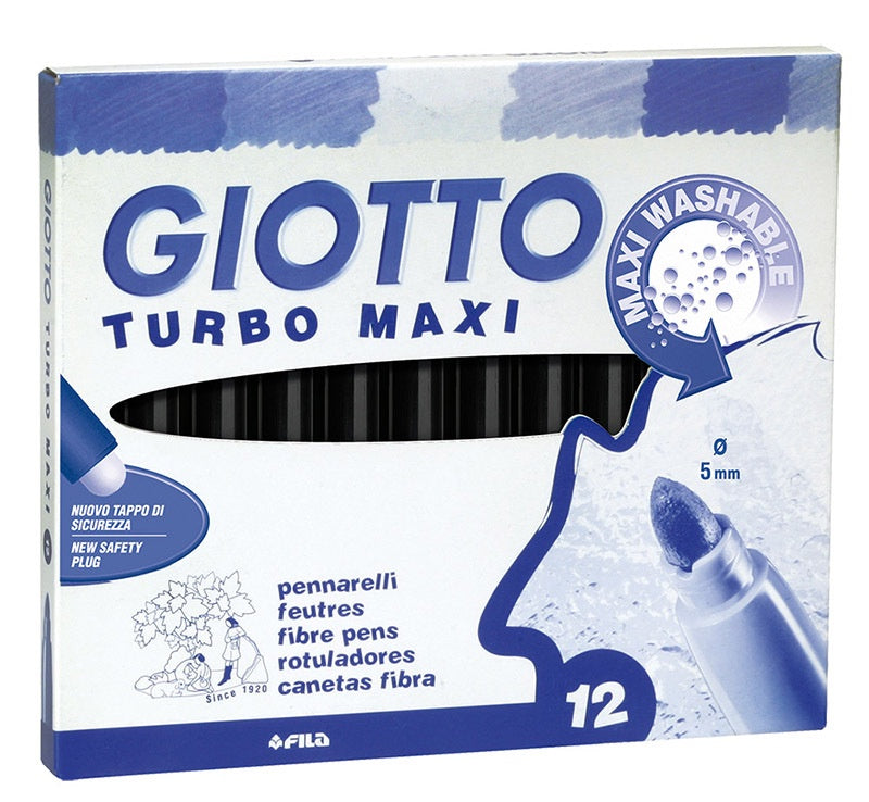 Giotto Children's Thick Markers (Turbo Maxi) - Pack of 12 Black