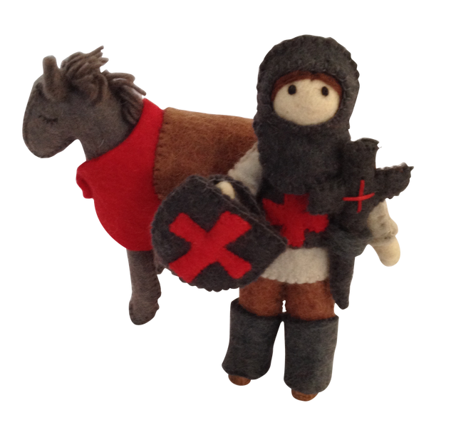 PAPOOSE Knight with Horse - Felt - Blue