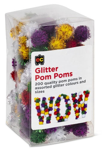 EC Pom Poms - Giant Glitter  - Pack of 200