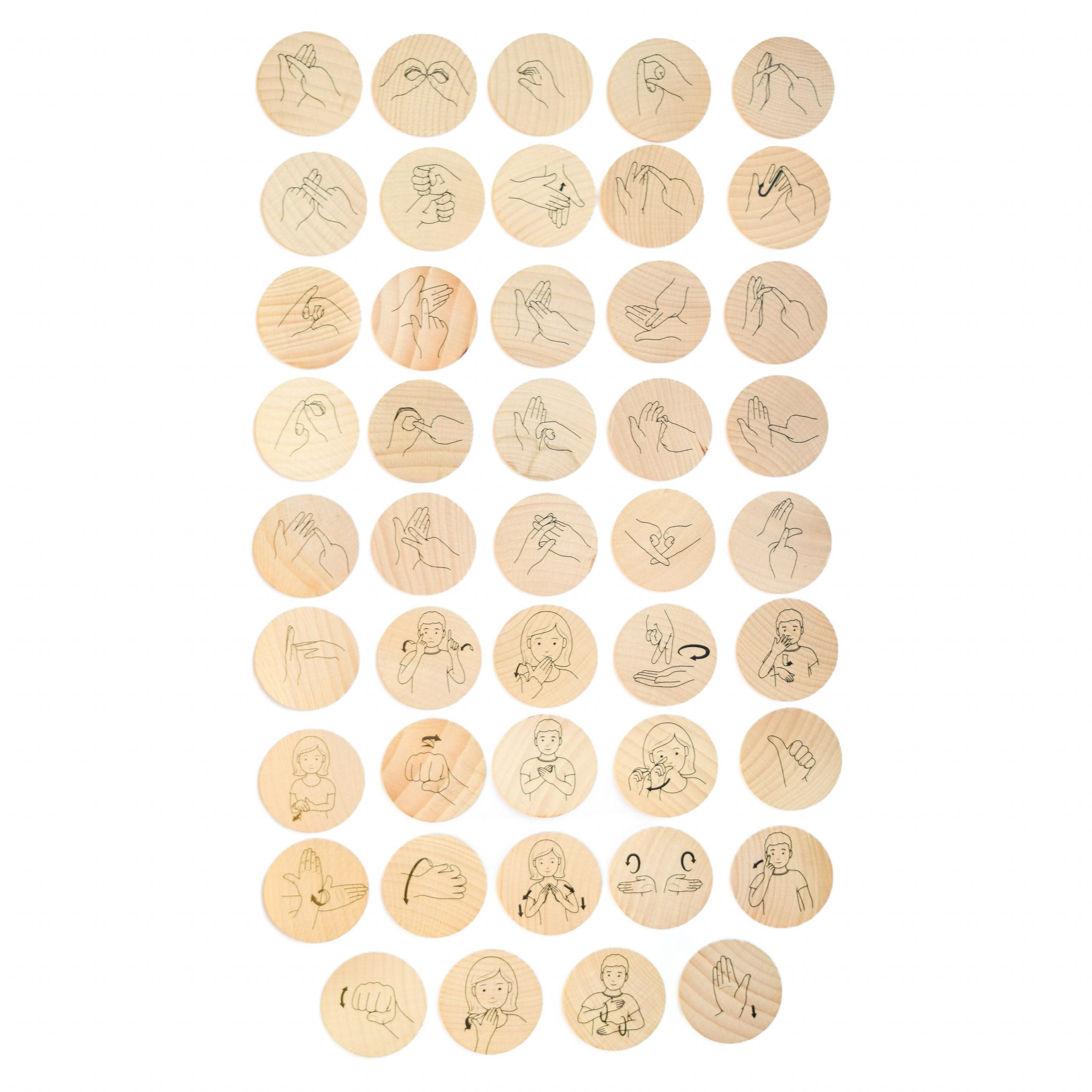 The Freckled Frog - Sign Language Wooden Disks - 44 Piece