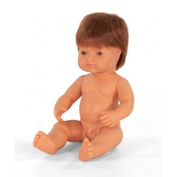 Miniland Doll - Anatomically Correct Baby, Caucasian Boy, Red Head, 38 cm - polly