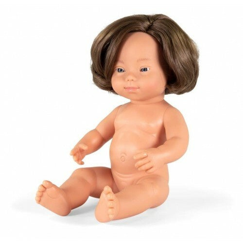 Miniland Doll - Caucasion Girl Down Syndrome Girl, 38 cm, Anatomically Correct Baby  Undressed