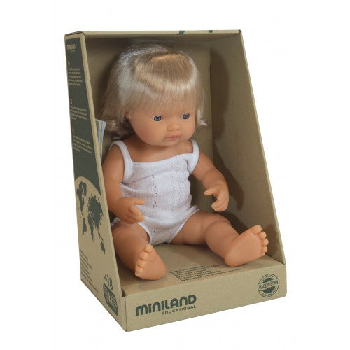 MINILAND DOLL Caucasian Girl 38cm with Hearing Aid,  Anatomically Correct Baby Doll
