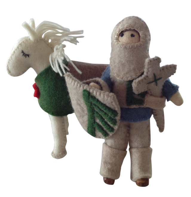 PAPOOSE Knight with Horse - Felt -  Green