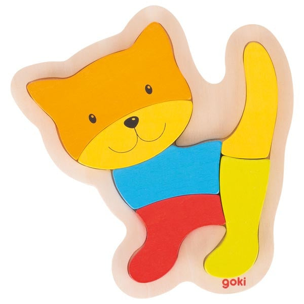 GOKI - Puzzle - Frame -Cat - 5 Piece - Wooden