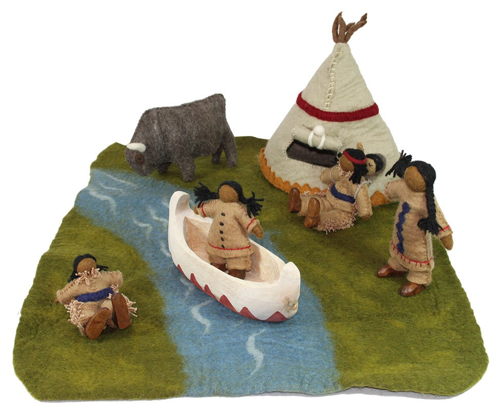 PAPOOSE - Native American Village Set  - Felt - 9 Piece