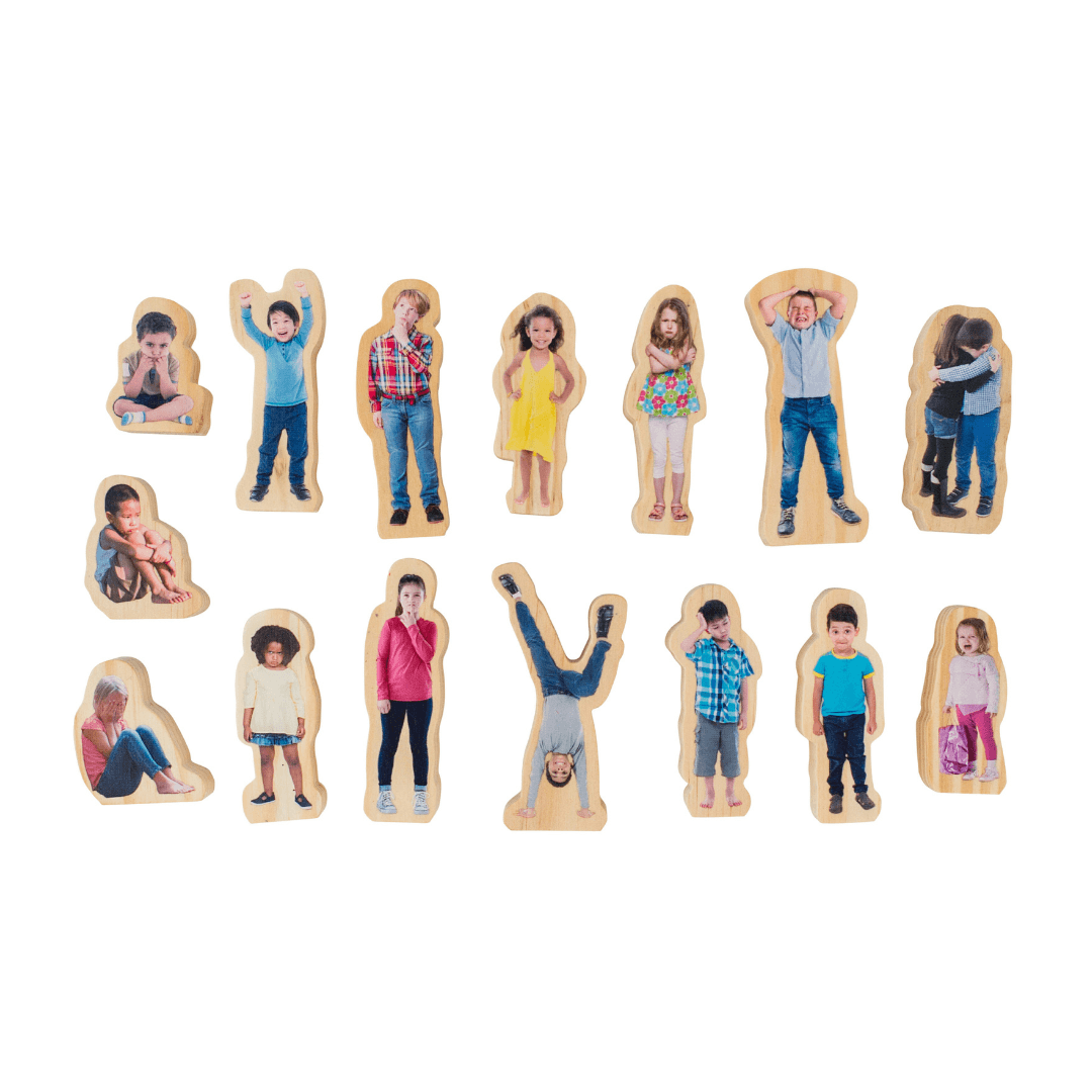 The Freckled Frog - Happy Architect - How Am I Feeling today – Wooden people - 15 Piece