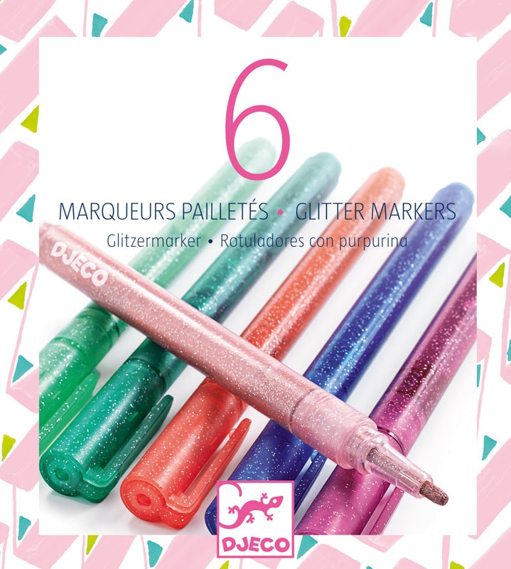 DJECO Art Sweet Glitter Markers - Set of 6
