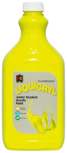 EC Liquicryl Fluorescent Junior Student Acrylic Paint - Yellow - 2 Litre