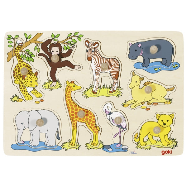 GOKI Puzzle - Peg Puzzle - African Baby Animals