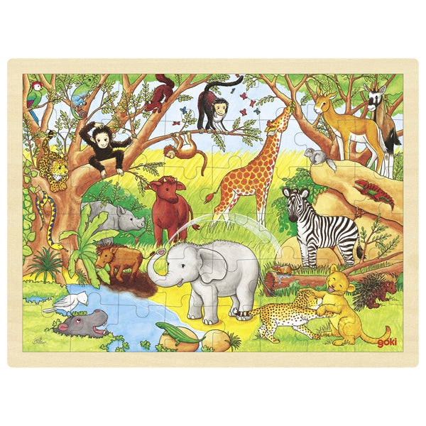 GOKI Puzzle - African Animals - Wooden 48pc