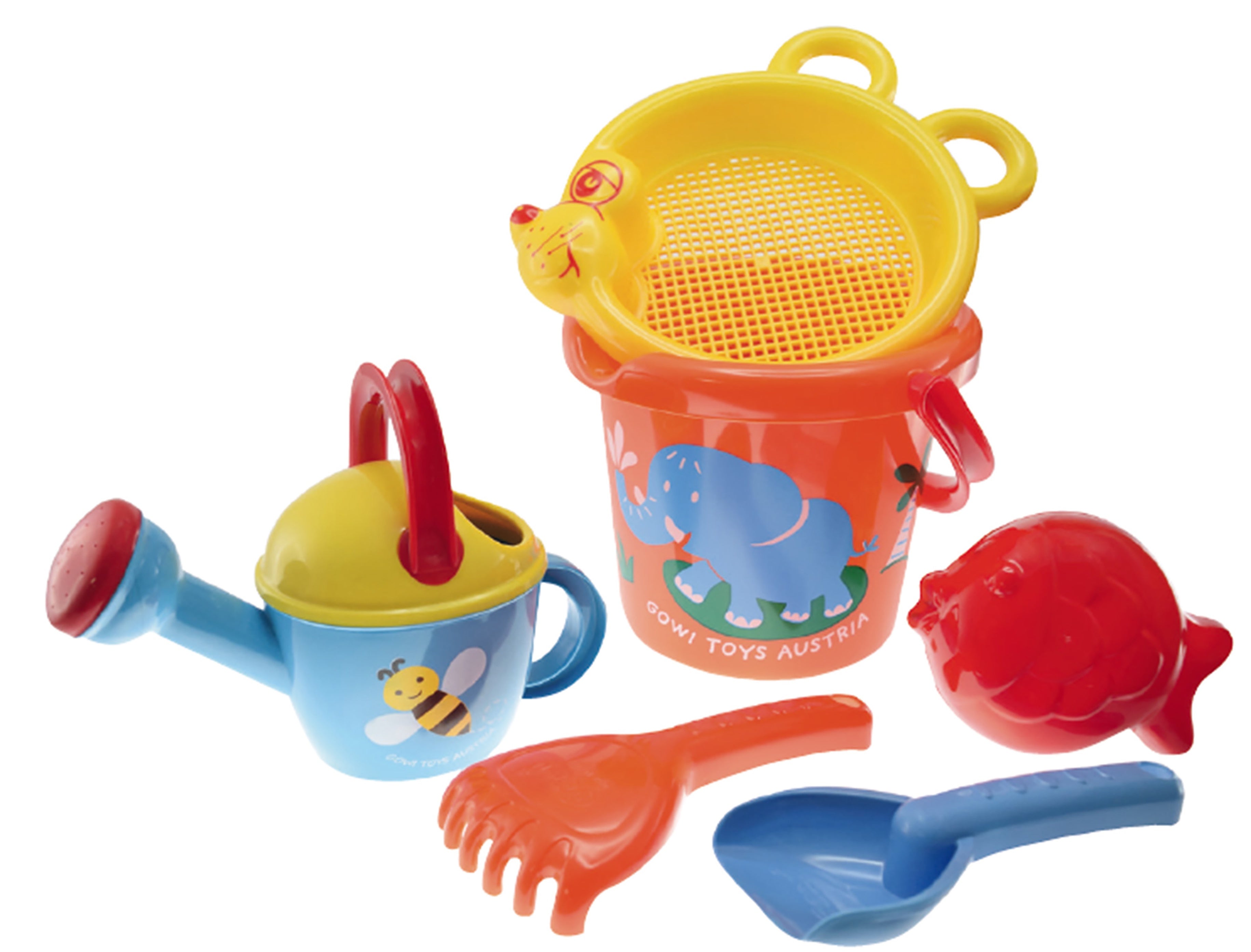 GOWI TOYS - Sand Bucket Set Elephant with  Mouse Sieve & Watering Can