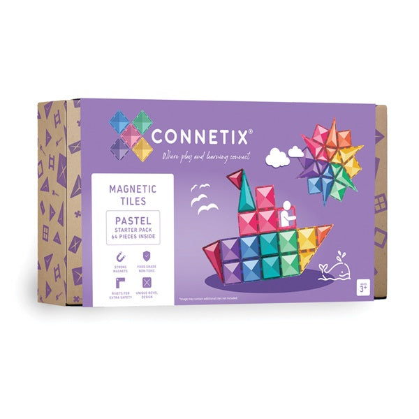 CONNETIX Magnetic Tiles - Pastel Starter Pack 64 pc