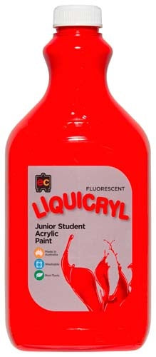 EC Liquicryl Fluorescent Junior Student Acrylic Paint - Scarlet - 2 Litre
