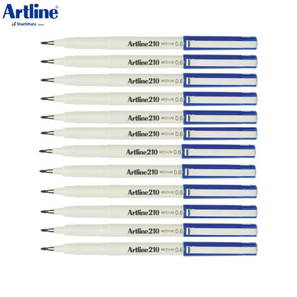 Artline 210 Medium Line Pen 0.6mm - Blue - Pack 12