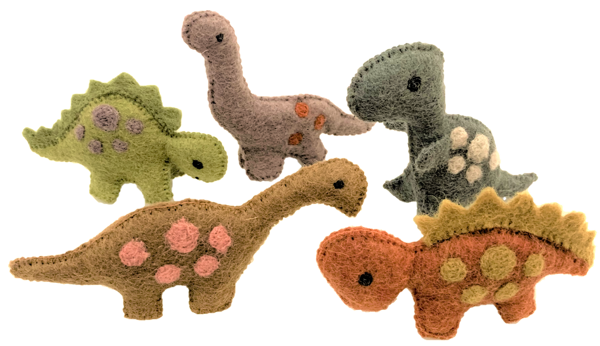 PAPOOSE - Dinosaurs Natural -  Set of 5 - Felt