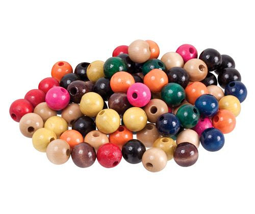 Wooden Beads Assorted Colours - Round - 12mm -Pack of 100