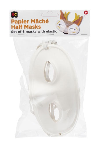 EC Papier Mache Masks - Half Face - Pack of 6