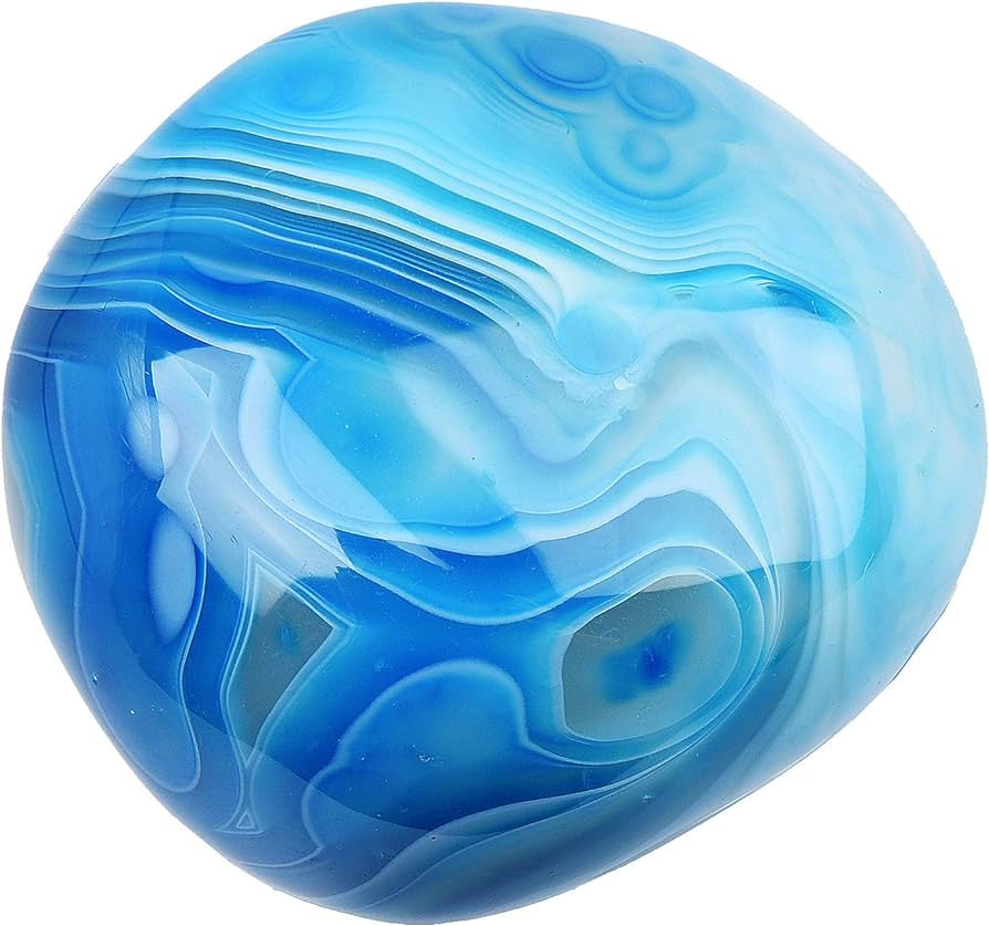 Gemstone - Blue Striped Agate Tumbled Stone - Single