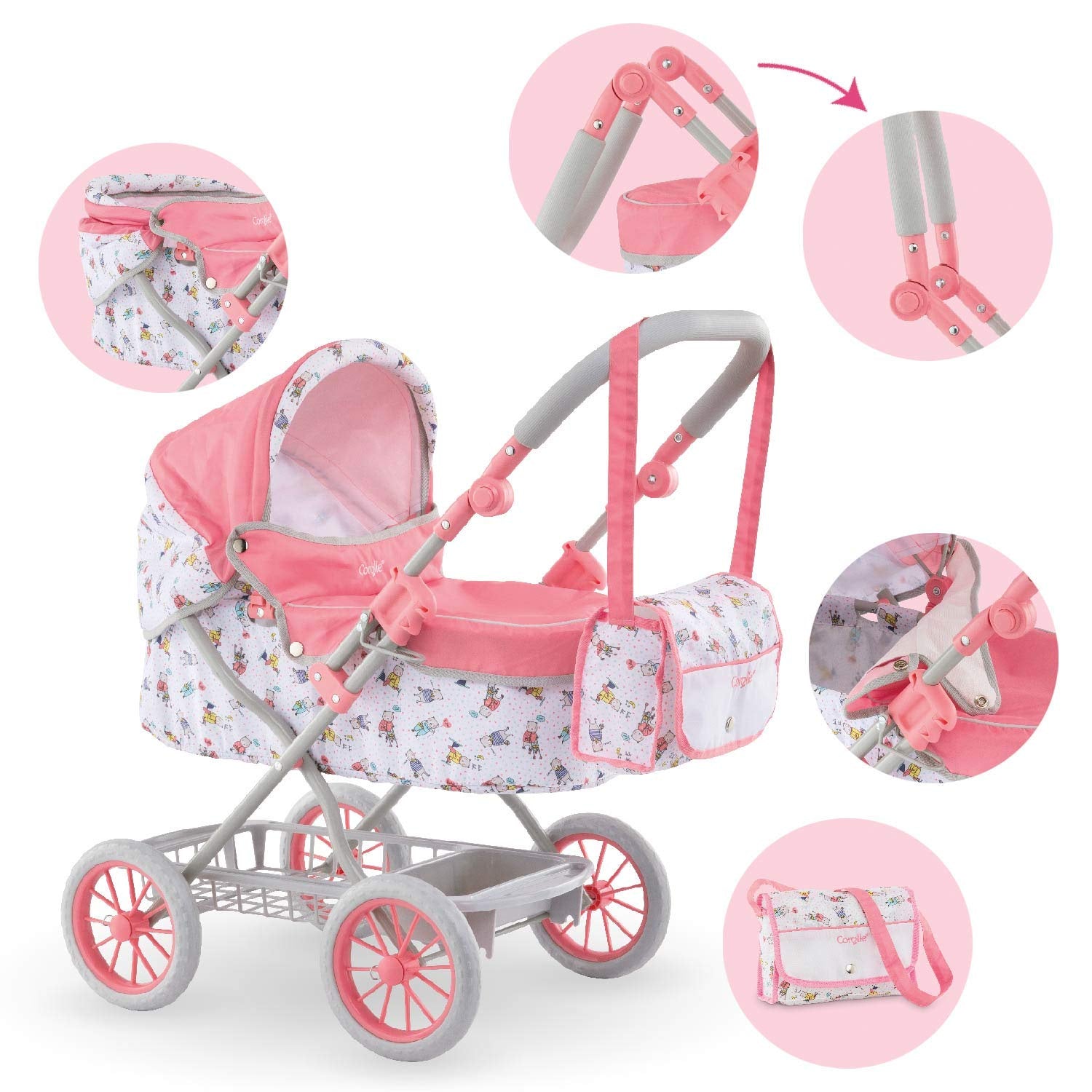 Corolle -  Doll Carriage/Pram - Pink and White