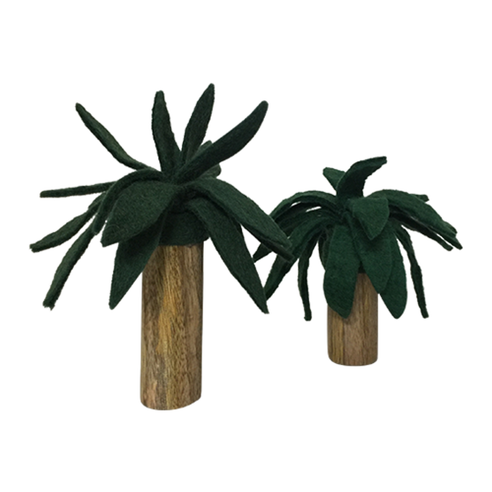 PAPOOSE -  Palm Trees - Felt - Set of 2 - Wood & Felt
